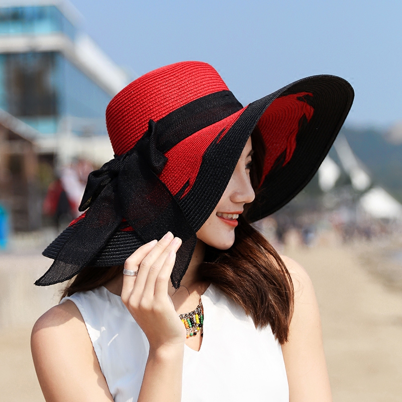 女沙滩遮阳防晒帽子大草帽草帽