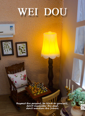 blythe迷你可亮落地灯dollhouse娃屋复古立灯6分bjd微缩氛围灯