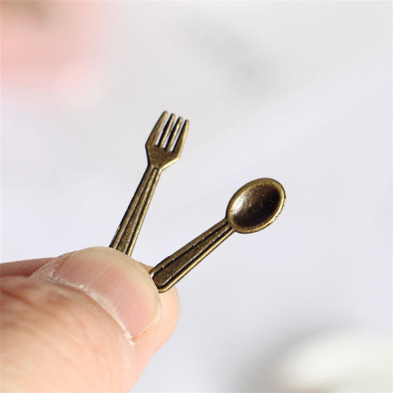 微缩勺子dollhouse迷你餐具ob11叉子bjd娃娃屋食玩小物件场景道具