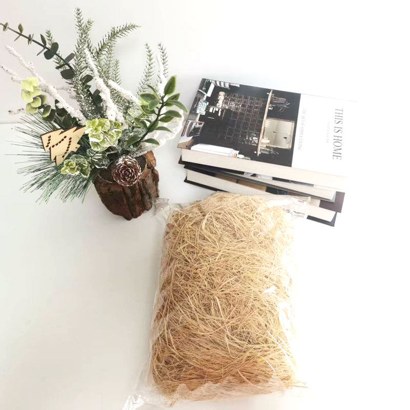 高档天然拉菲草水果鲜花礼盒填充物喜糖盒红酒包装铺垫原木色草丝