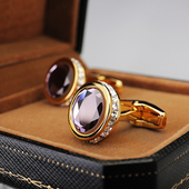 莫奈·印象 衬衫 原创紫水晶袖 扣男士 高级轻奢定制法式 袖 口扣钉