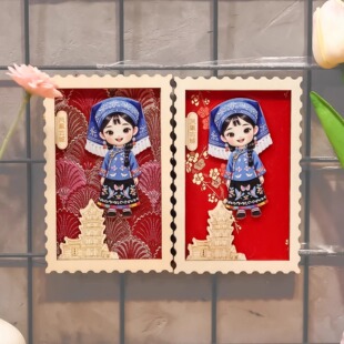 凤凰古城土家族手工扎染冰箱贴特色旅游纪念品文创冰箱贴伴手礼