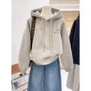 秋冬新款 韩系卡通小猫刺绣加绒加厚保暖慵懒休闲连帽卫衣女外穿