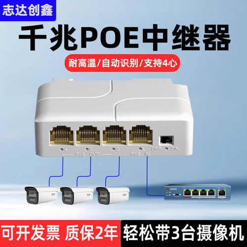 防水POE中继器标准一分二/三