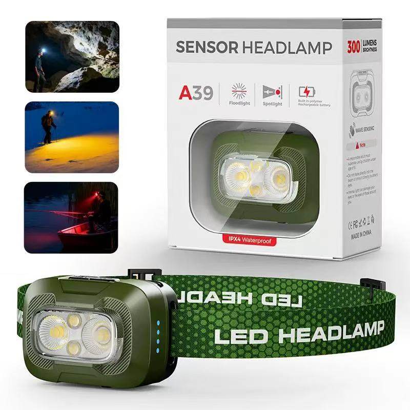 黑豹森头灯户外登山钓鱼专用强光超亮超长续航感应赶海头戴式照明