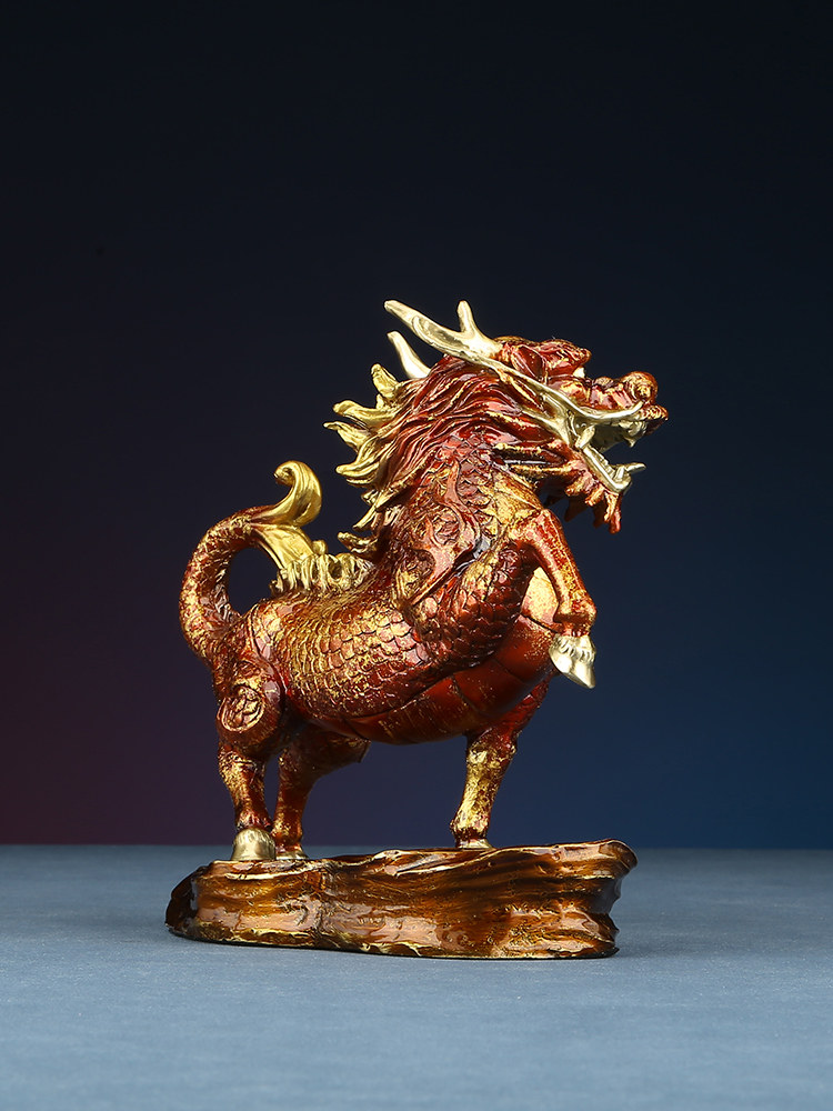 铜欣祥彩铜《火麒麟》创意家居装饰品客厅办公室玄关工艺品摆件