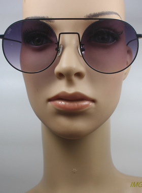 防紫外线复古圆男女双梁墨镜原单