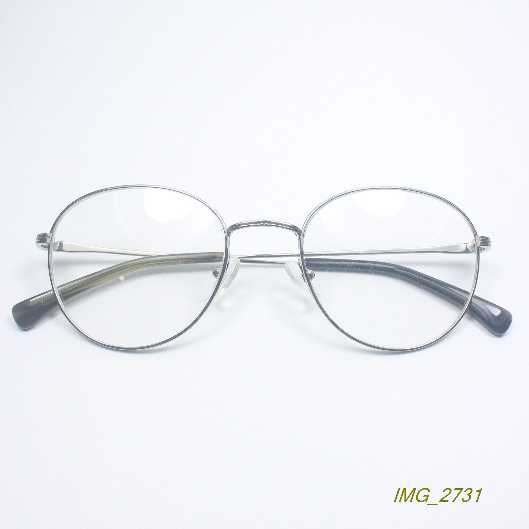 外贸出口单超轻纯钛小圆眼镜架男女休闲舒适光学镜框银色