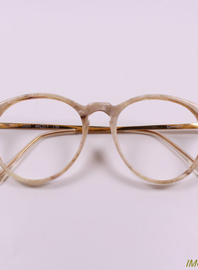 外贸单女士超轻细板材框雕花金属腿近视眼镜框光学架石纹色CN313
