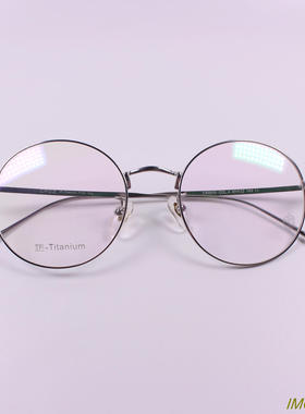 正品复古vintage小圆框纯钛超轻男女近视眼镜框光学架多色8850