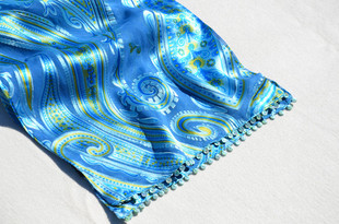 气质显肤白 外贸双层真丝长方巾订亮片丝巾 优雅百搭桑蚕丝围巾领