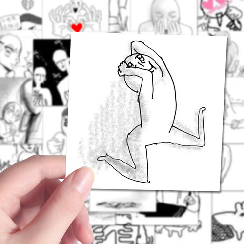 160张发疯表情包黑白手绘抽象趣味沙雕梗图背景手机壳平板贴纸diy
