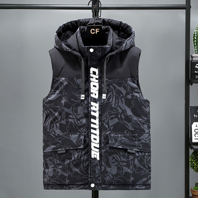 韩版秋冬迷彩背心男士棉马甲坎肩