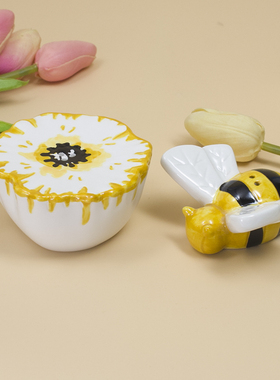 新品家居可爱蜜蜂餐桌调味瓶摆件