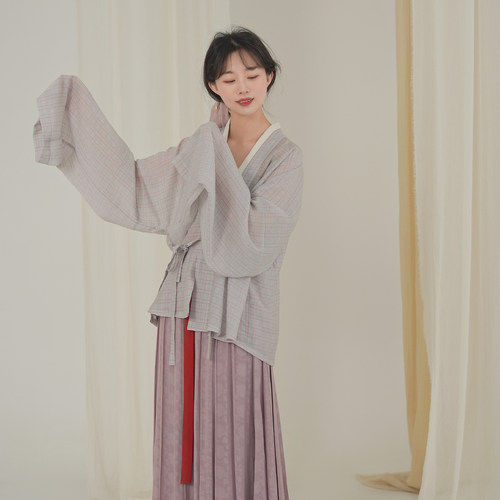 谜阿凰月汐长袖对穿交明制汉服女