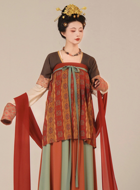 谜阿凰【绀蝶半臂】原创唐制半臂唐褙子夏季汉服上衣垂领衫日常款