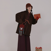 汉服上衣秋冬加绒飞机袖 谜阿凰 黑巧 外套原创国风日常通勤女士