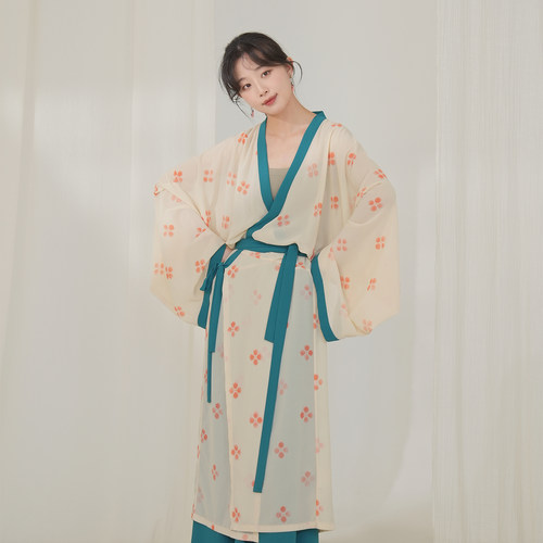 谜阿凰晕染小花襌衣汉服夏季女款