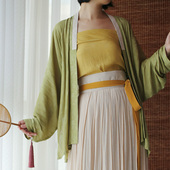 谜阿凰如意宋制直领对襟衫 原创汉服女日常通勤 仿花罗吊带褶裙夏季