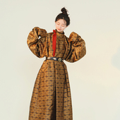 日常秋冬古装 谜阿凰牧野南北朝汉服长袖 织锦袍加绒国风通勤女装