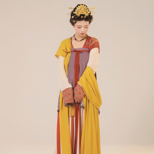 汉服套装 原创唐制半臂唐褙子夏季 女 暮山八破腰裙 谜阿凰