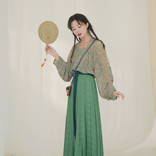 谜阿凰原创汉服半身裙仿花罗日常