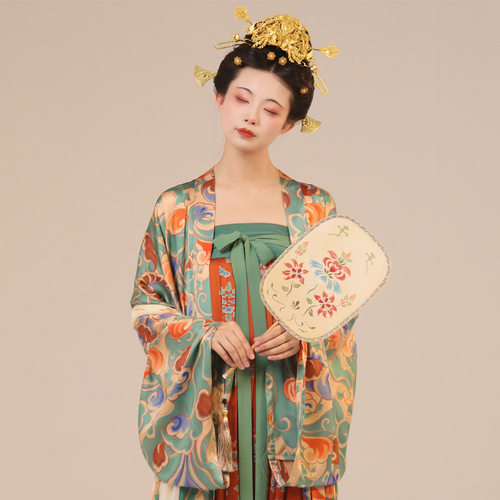 谜阿凰【瑶台梦】唐齐胸裙披衫原创花型汉服套装女夏季真丝桑蚕丝