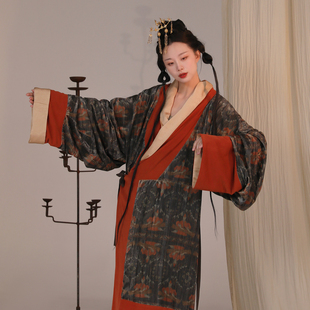 战国袍2025新品 复原直裾原创汉服秋冬款 抚琴双面穿长袍 谜阿凰