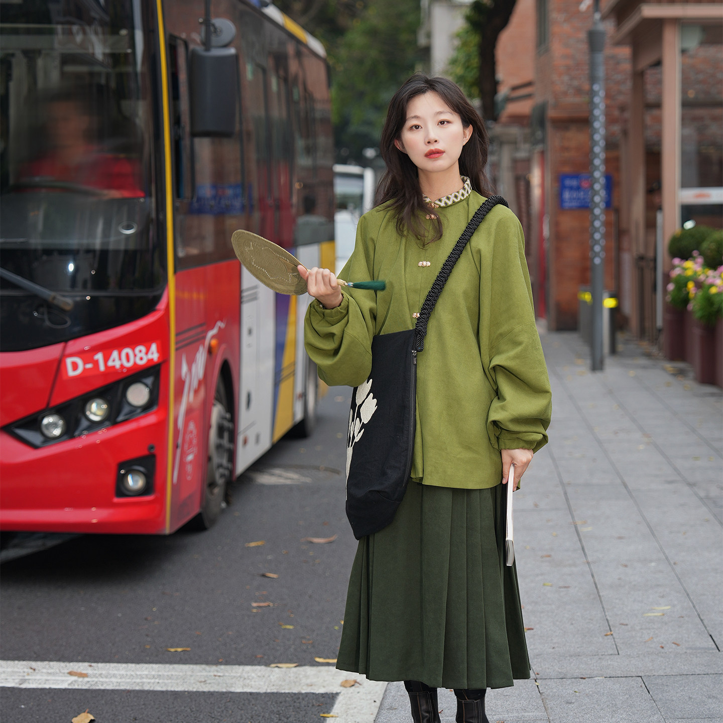 谜阿凰【椿】明制小个子出游穿搭弓袋袖汉服套装短款马面裙女秋季