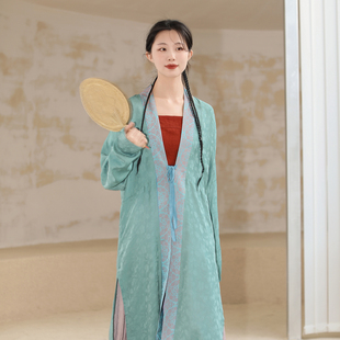 开衫 宋制长褙子汉服上衣新中式 半身褶裙 霁荷仿花罗长衫 谜阿凰