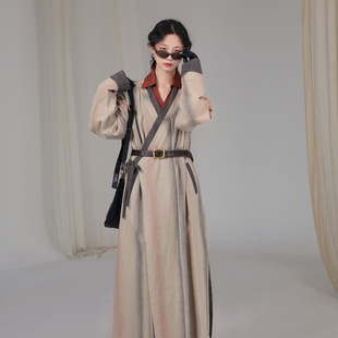 有口袋春秋款 棉麻亚麻宋制汉服直裰长衫 女复原原创 青侠 谜阿凰