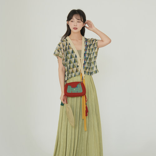 谜阿凰云蓝背子唐制半臂汉服女夏