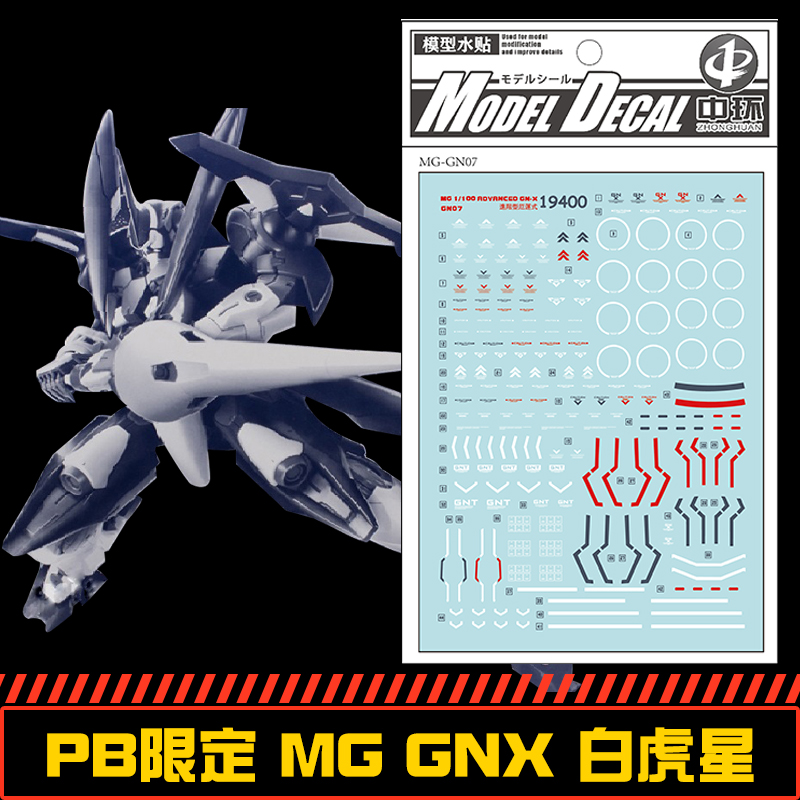 (中环水贴19400) MG1/100PB限定MG进阶型厄运式-GNX-白虎星星贴纸