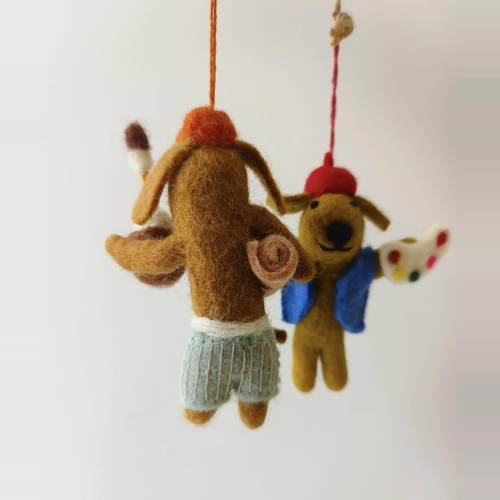 英国正品 feltsogood 毛毡玩偶挂件包挂公仔 节日礼物小狗和小猪