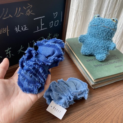 韩国东大门BAKET发饰文艺复古风牛仔布艺流苏香蕉夹马尾夹扭扭夹