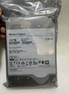 西数16T硬盘WUH721816ALE6L4西部数据 16TB HC550 机械硬盘监控盘