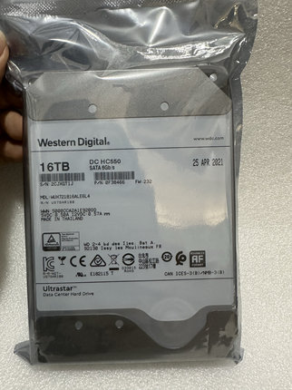 西数16T硬盘WUH721816ALE6L4西部数据 16TB HC550 机械硬盘监控盘