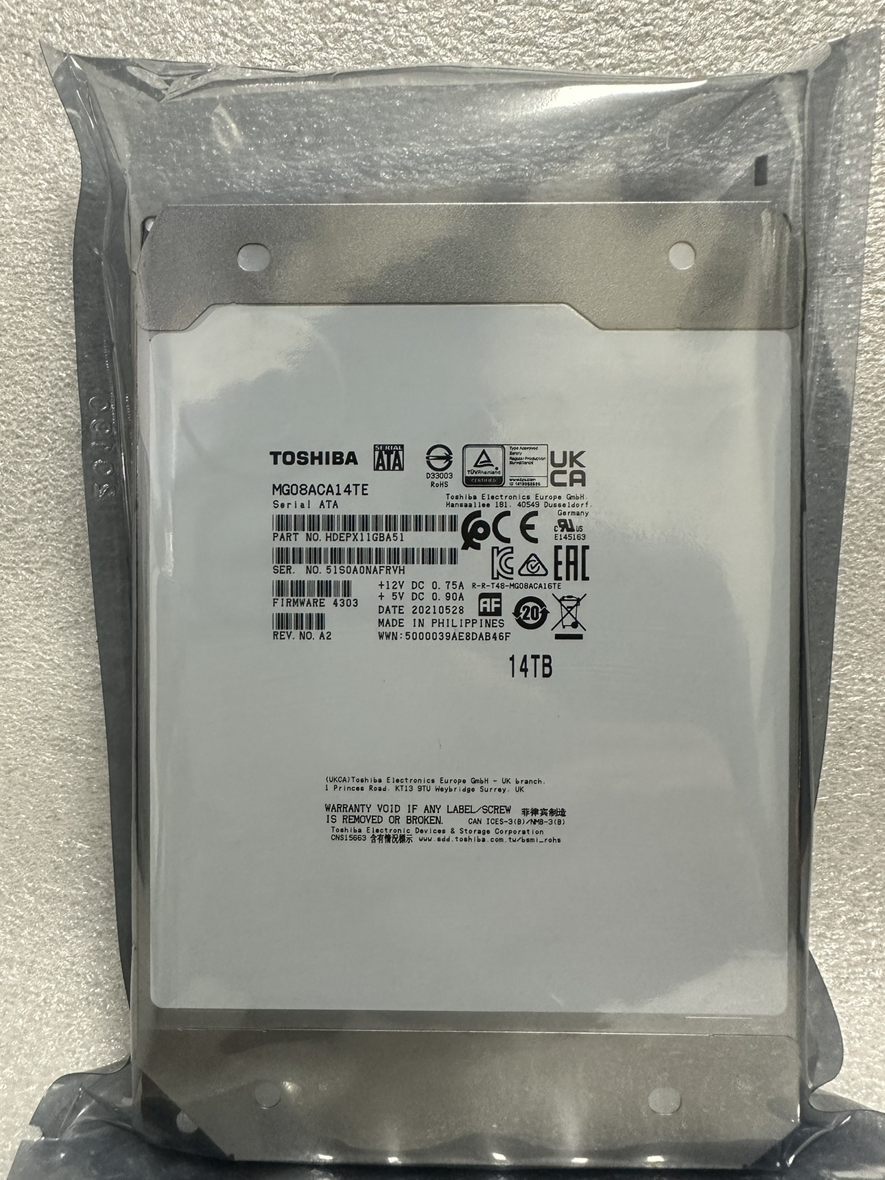 全新国行 东芝 14T 16T 硬盘14TB 16TB机械MG07 MG08ACA14TE 16TE 电脑硬件/显示器/电脑周边 机械硬盘 原图主图