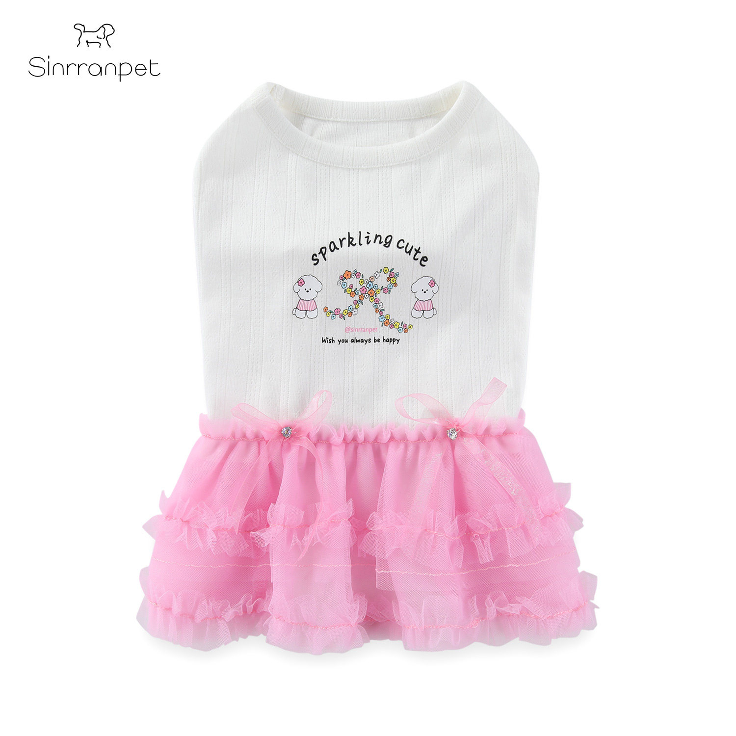 韩系宠物衣服多巴胺小型犬连衣裙小狗弹力蓬蓬裙夏季薄款蕾丝打底