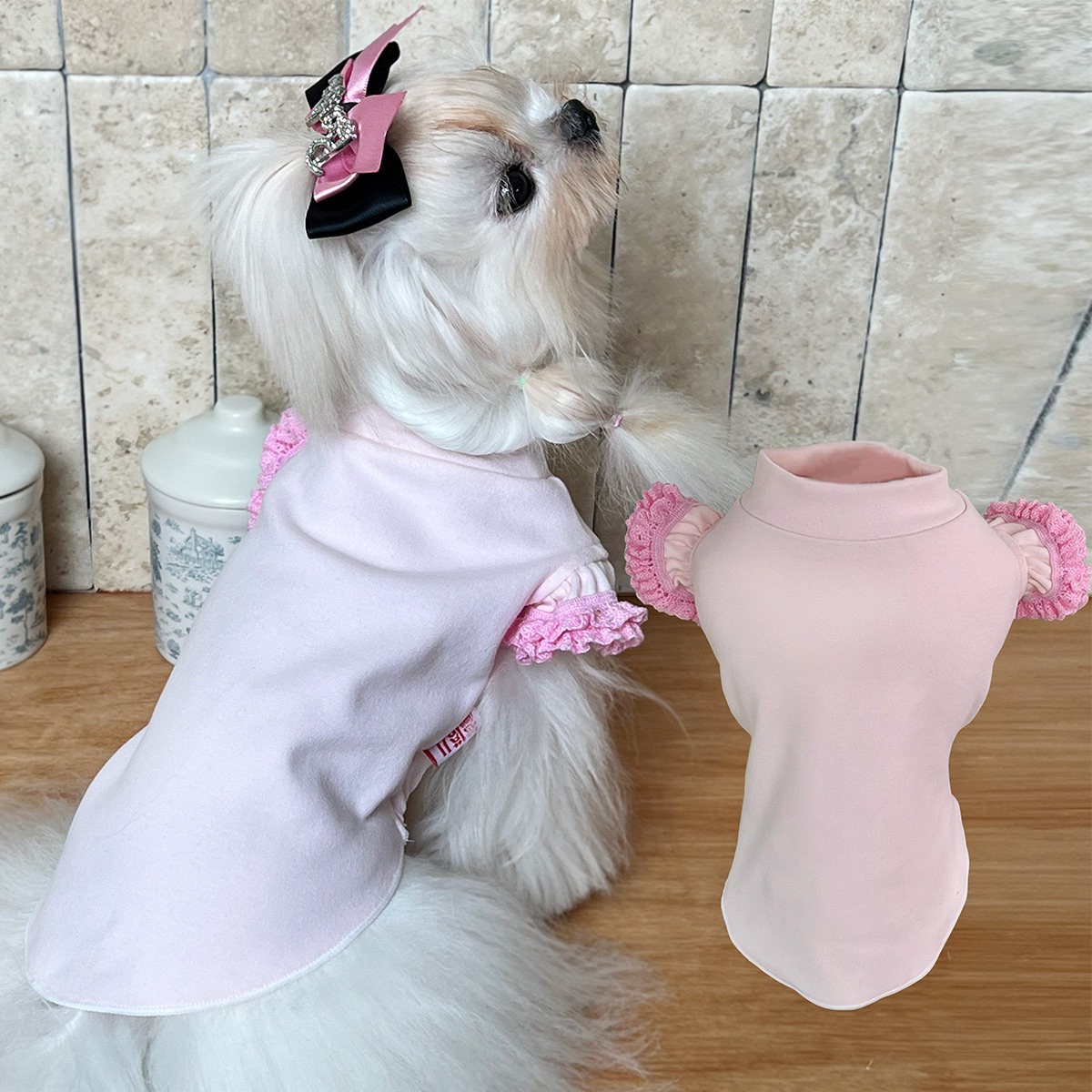 韩系宠物衣服小型犬全棉飞袖小狗狗漂亮裙子柔软透气居家服春夏