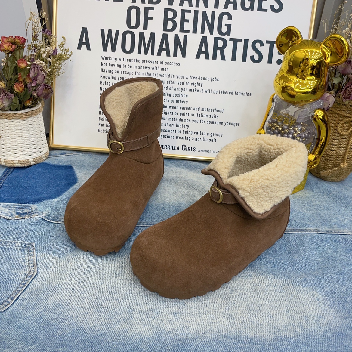 真皮厚底雪地靴女2025冬季新款磨砂皮加绒短靴保暖棉鞋防滑面包鞋