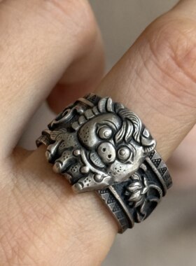 925银手工錾刻戒指（浪浪山的小猪）1297