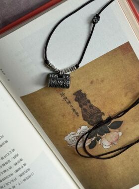 非遗錾刻项链/方形花锁1340