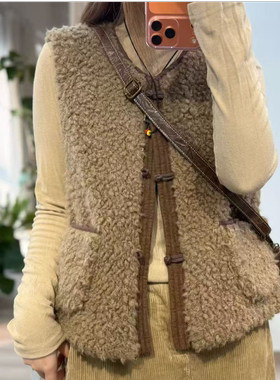 秋冬双面毛绒盘扣背心马甲256328