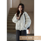 夕蒙2025新款 韩系巨好看假两件小众小个子针织拼接羽绒服外套 冬季