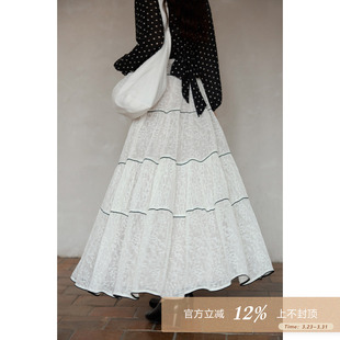 夕蒙2026新款 韩系气质裙子小个子纱裙设计感高腰白色半身裙女 春季