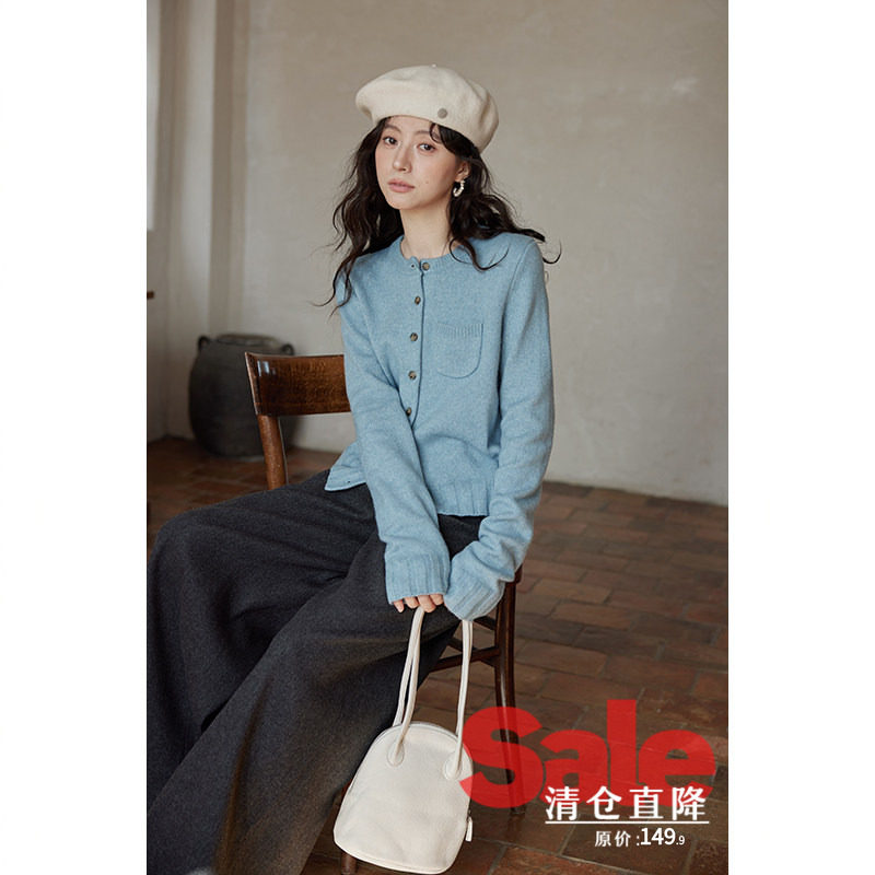 【清仓秒杀】冬季韩系气质流行巨好看针织衫小个子蓝色毛衣开衫女,女装/女士精品,毛衣,淘宝优惠券,粉丝福利购,淘宝优惠卷