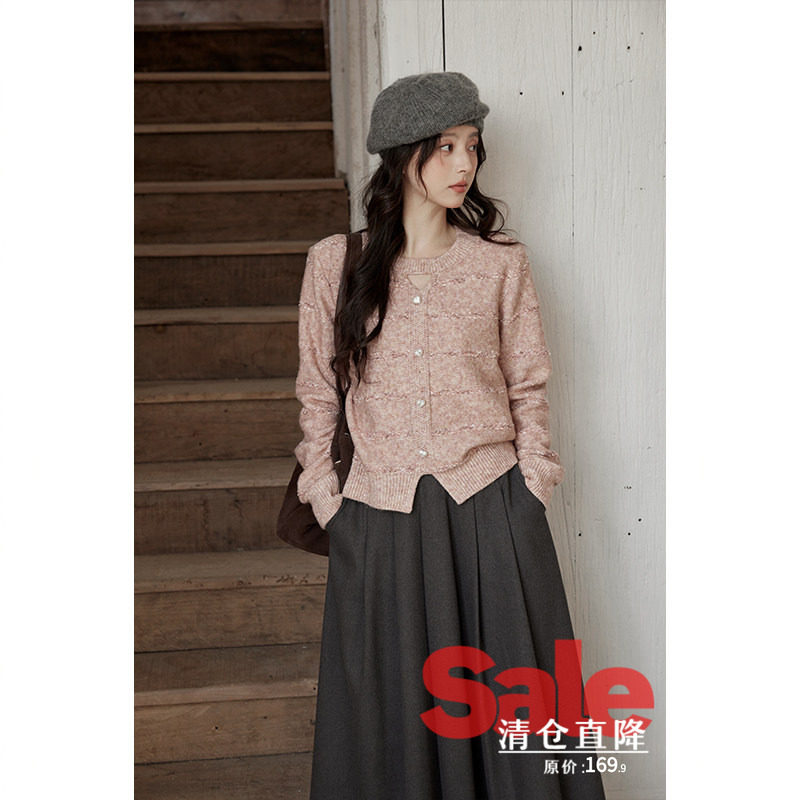 【清仓秒杀】冬季韩系软糯针织上衣慵懒风小众高级感粉色套头毛衣,女装/女士精品,毛衣,淘宝优惠券,粉丝福利购,淘宝优惠卷