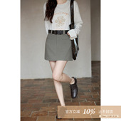夕蒙2026新款 韩系气质裙子独特小众小个子绝美高腰燕麦咖短裙 春季