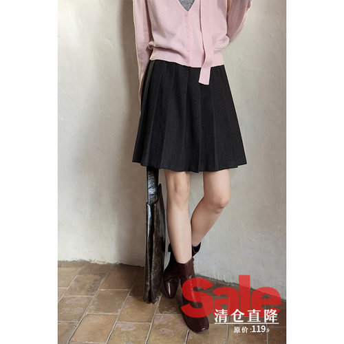 【反季清仓】春季韩系气质裙子绝美巨好看百褶裙小个子深灰半身裙